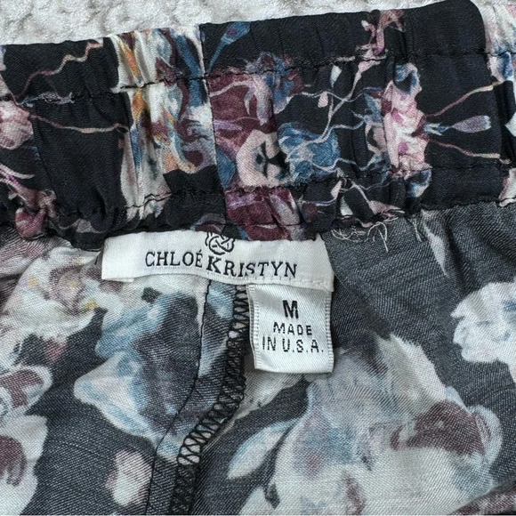 Chloe Kristyn Flowy Lightweight Floral Flower Boho Pants. Medium. Made in USA - Picture 4 of 12